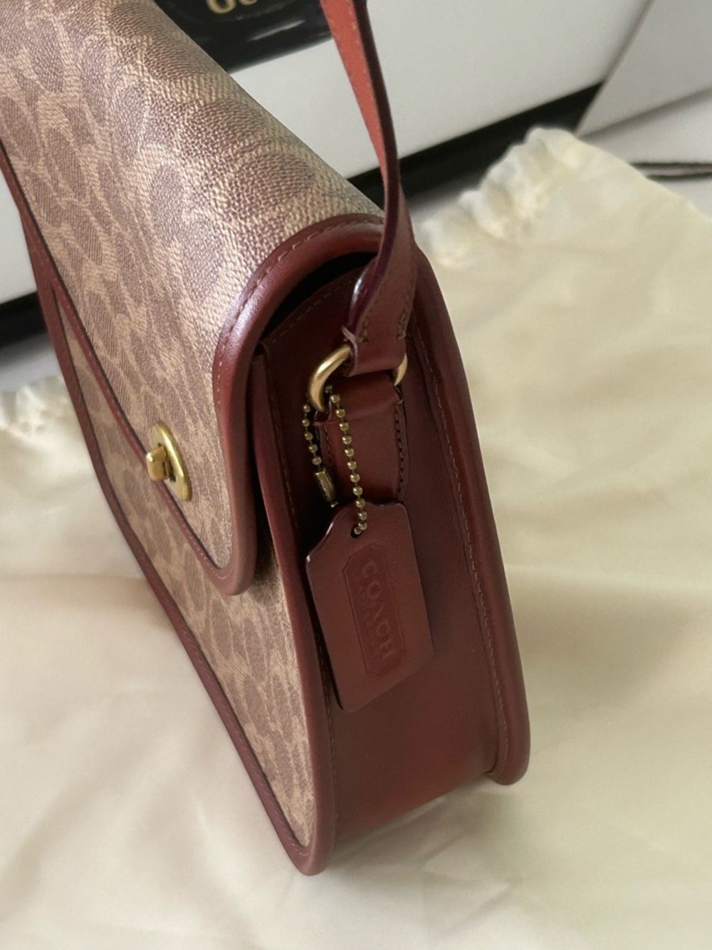 Vintage Coach Willow Court Bag Turnlock Flap bag Signature crossbody - Picture 6 of 13